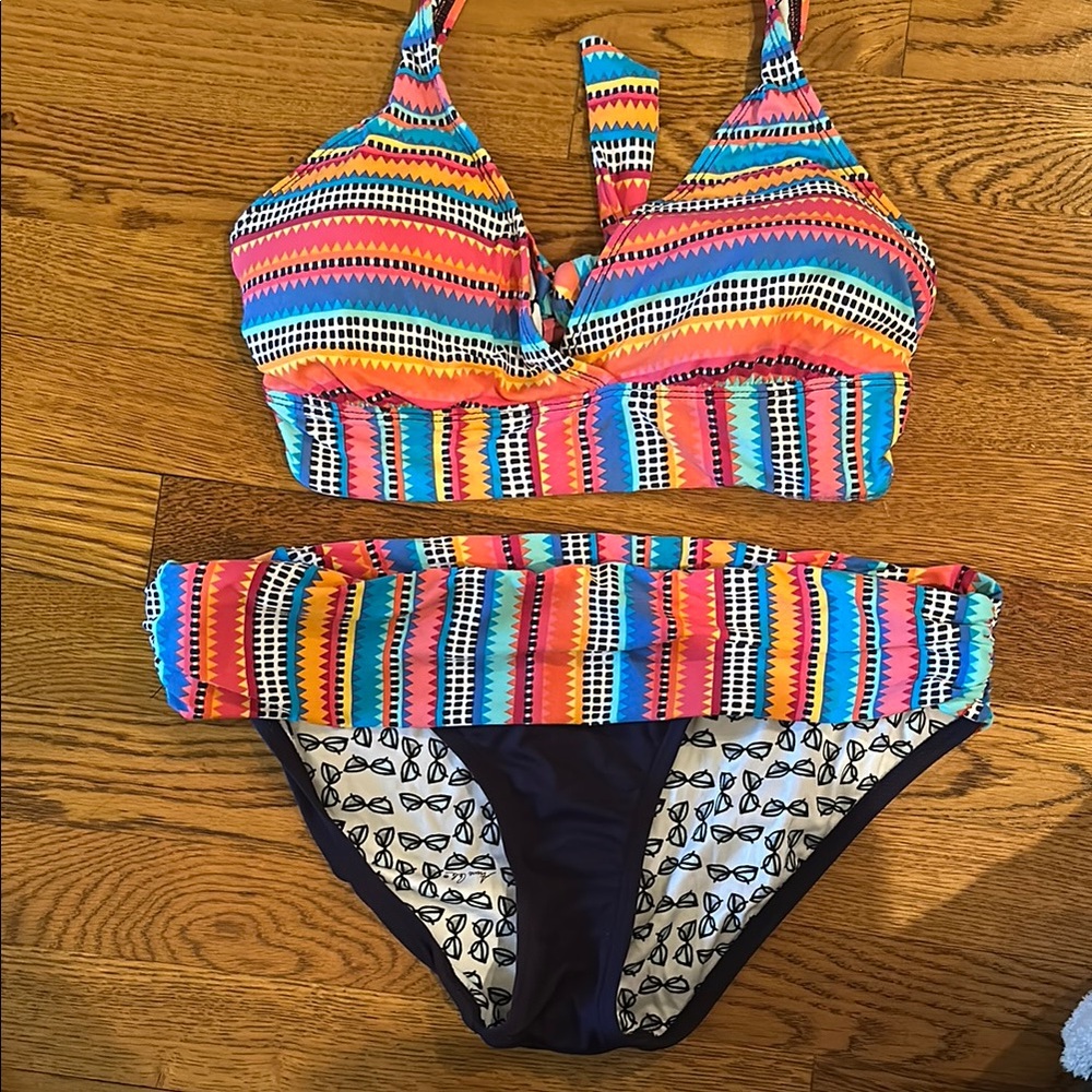 Anne Cole Signature Vibrant Striped Bikini Set - Multicolor